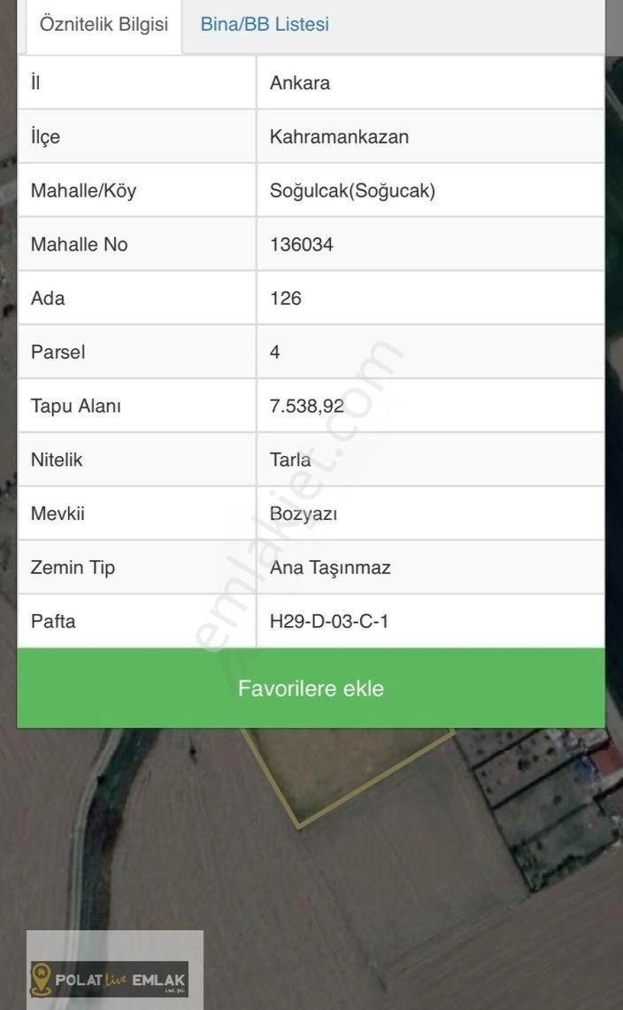 Polat Livedan Kahramankazan Soğucakta Tek Tapulu Tarla