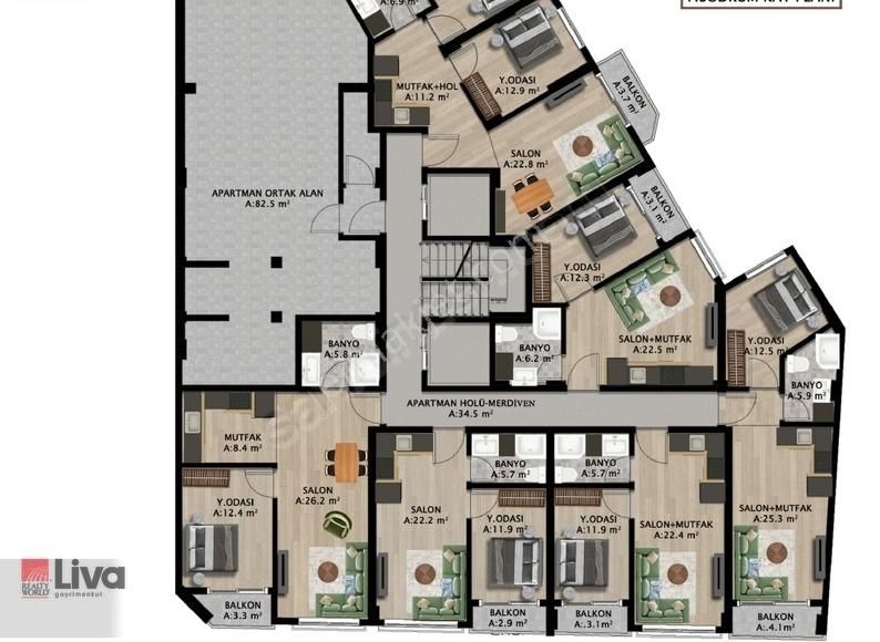 ▓liva Dan Esnek Ödeme Koşulları Hilton Yani 1+1 Lux Daireler▓ - Görsel 7