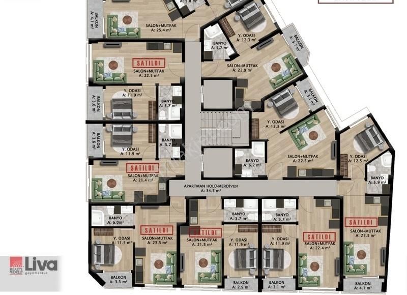▓liva Dan Esnek Ödeme Koşulları Hilton Yani 1+1 Lux Daireler▓ - Görsel 5
