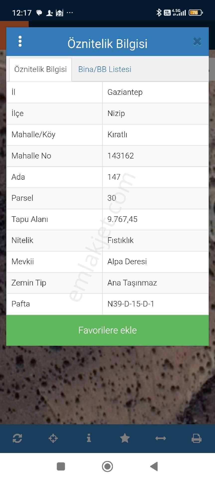 Nizip Kıratlıda Satılık Tek Tapu Uygun Fıstıklık Arazisi