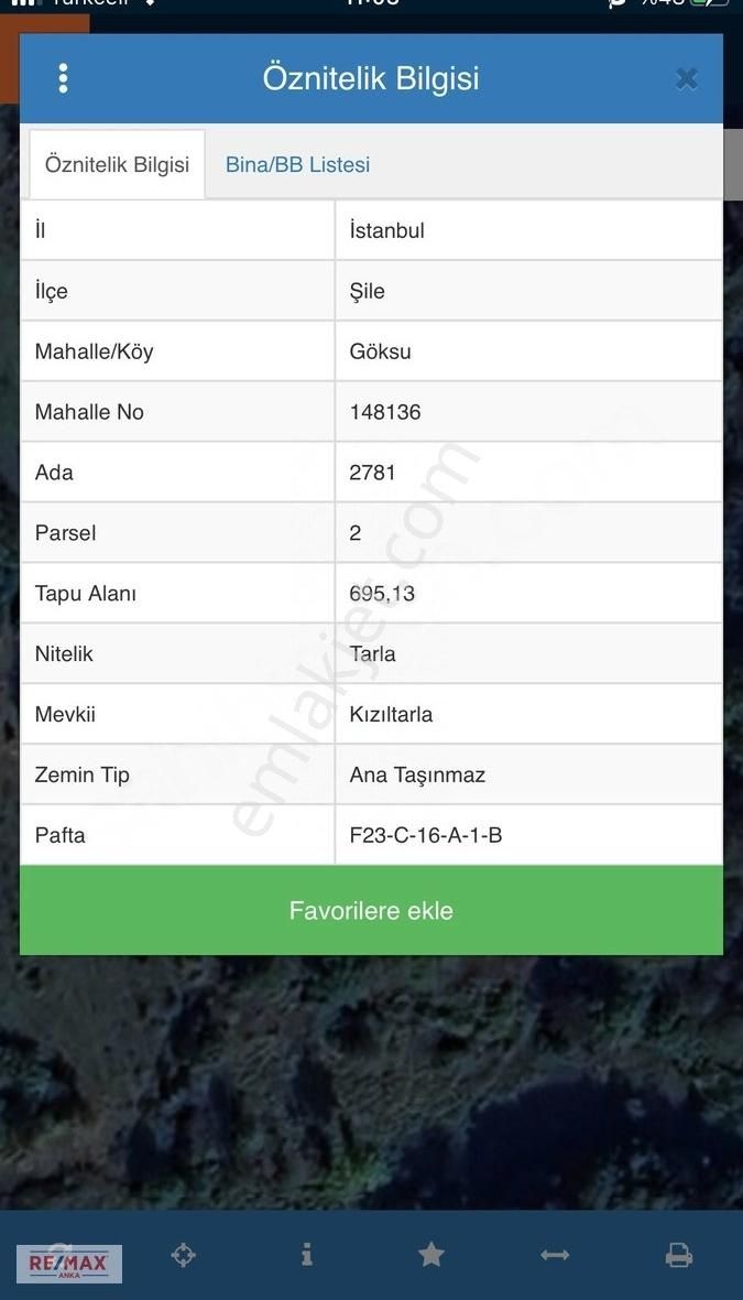 Remax Anka'dan Şile Göksu Da 695m2 Yatırımlık Tarla