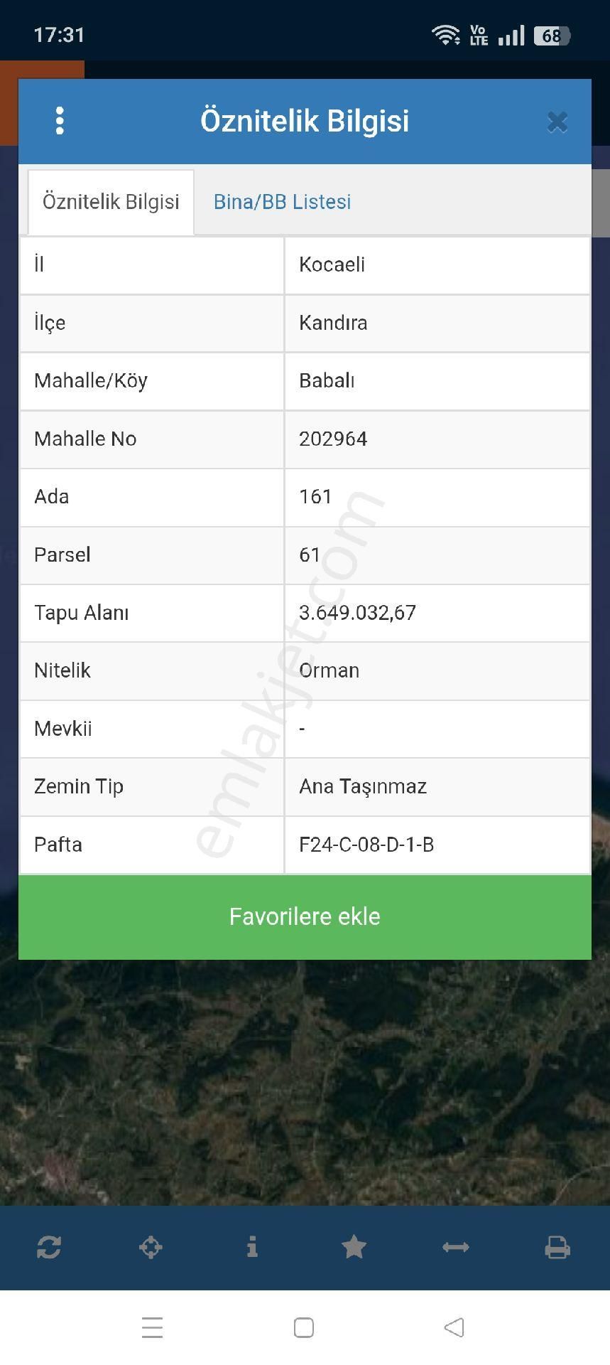 Kocaeli Kandıra Babalıda Satılık 300m² 2b Arazi