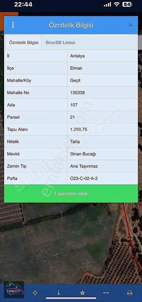 Elmalı Geçit Mahallesinde Acil Satılık Tek Tapu Fırsat Tarla