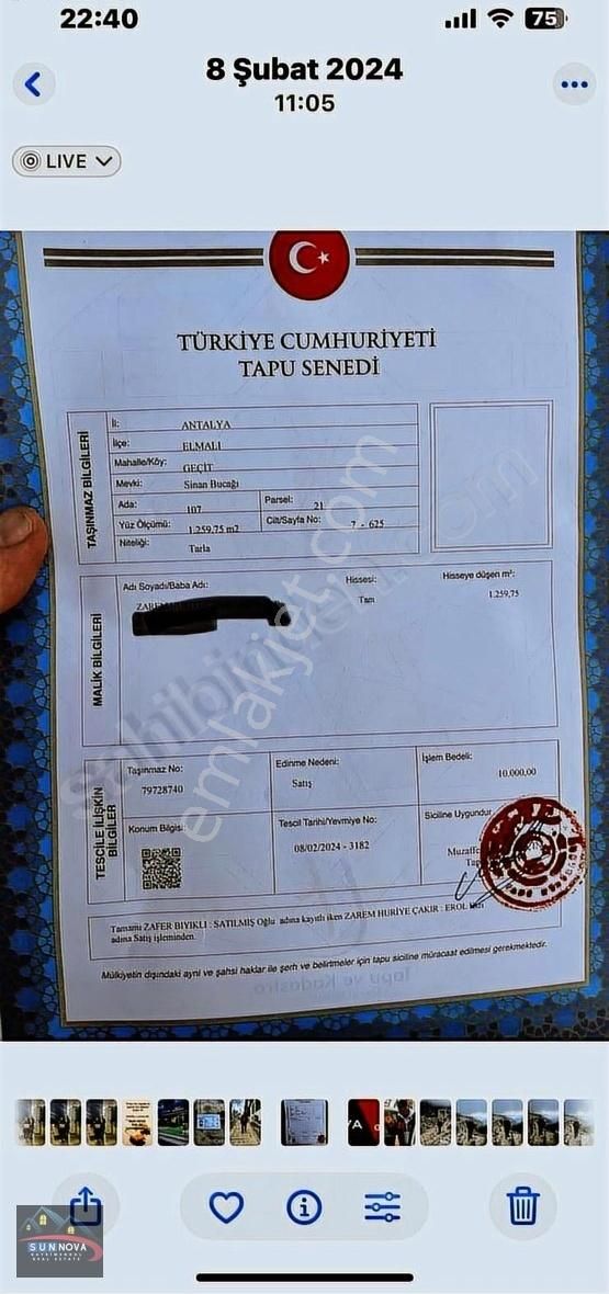 Elmalı Geçit Mahallesinde Acil Satılık Tek Tapu Fırsat Tarla - Görsel 3