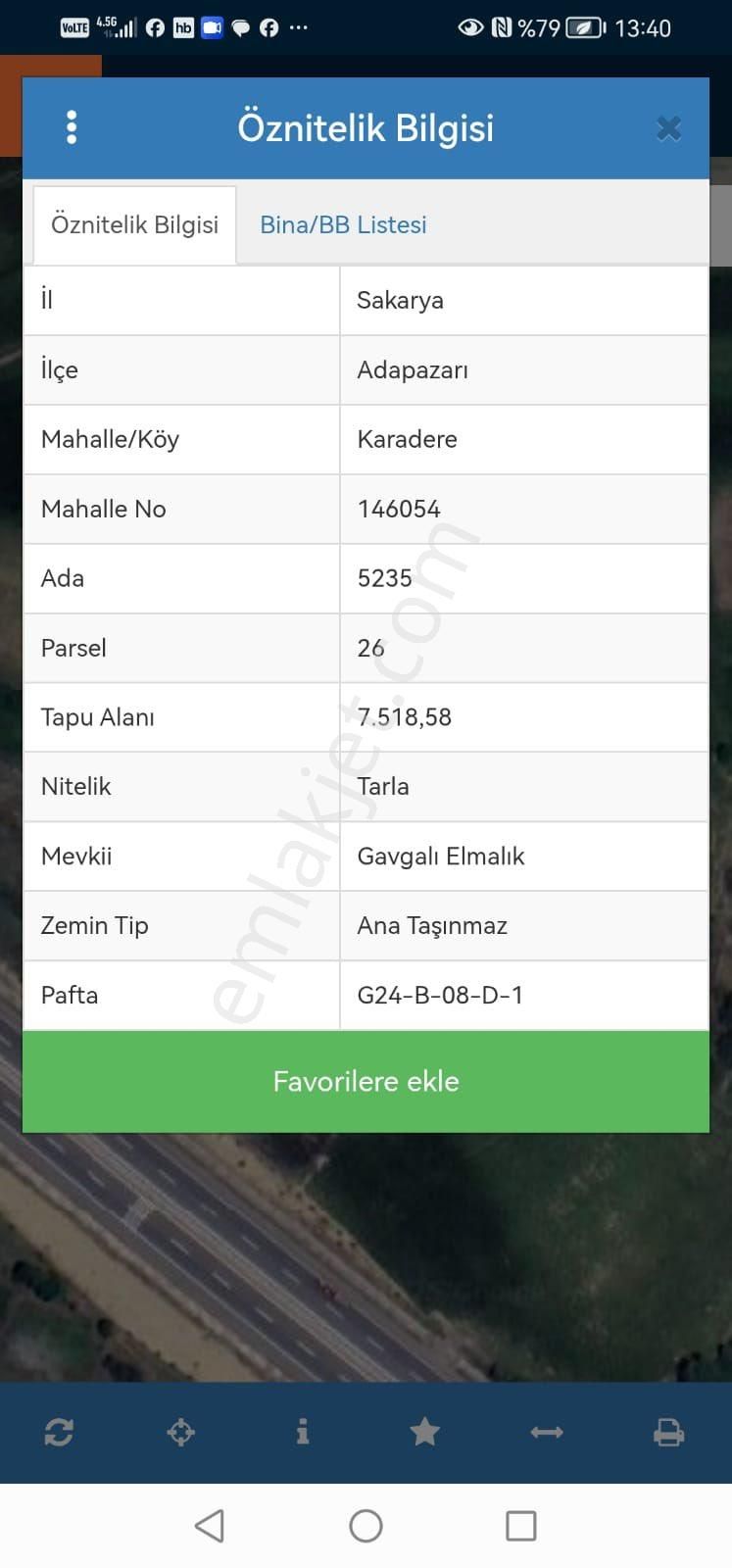 Sakarya Karadere Mahallesi Satılık Arsa