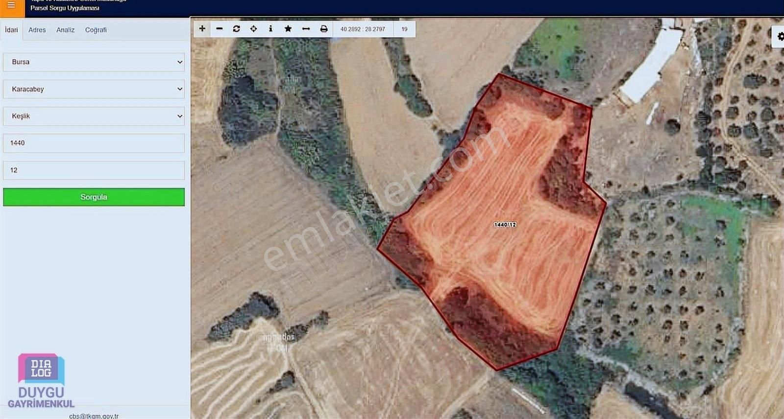 Bursa Karacabey Keşlik'te 6861 M2 Yatırımlık Tarım Arazisi