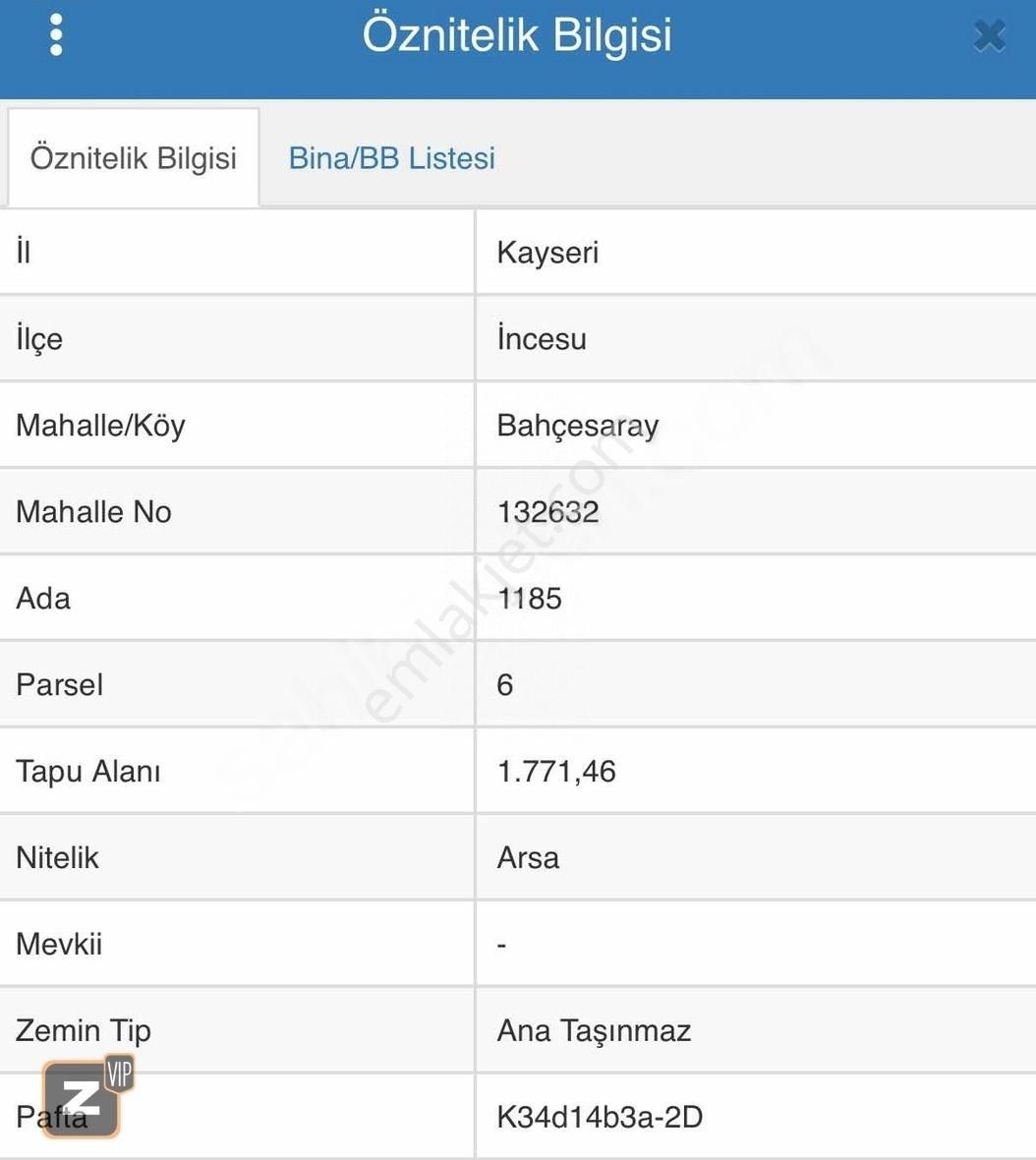 İncesu Bahçesaray Da Toki Lerin Arkasında Temiz Parsel 1771 M2