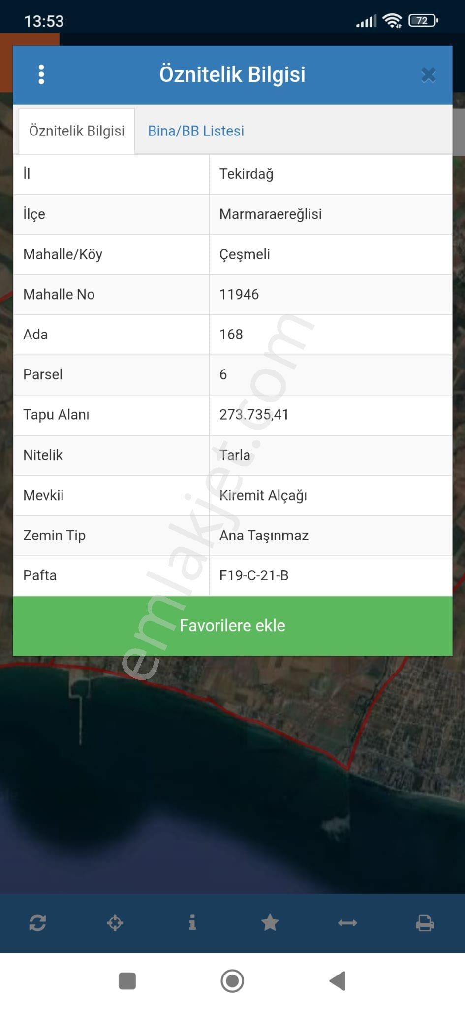 Tekirdağ Marmara Ereğlisi Çeşmeli Mahallesinde Satılık Arsa