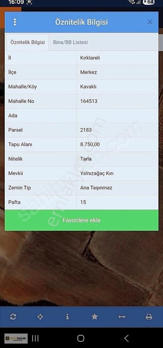 Kırklareli Kavaklıda Yatırımlık Konumda Satılık Tarla!