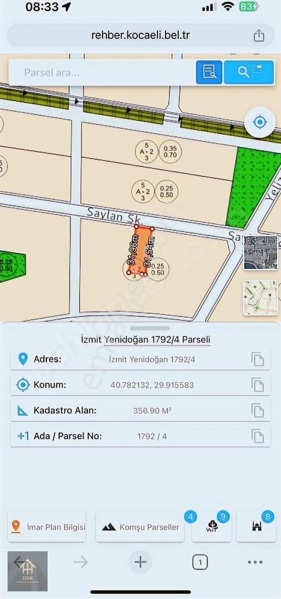 İzmit Tüysüzlerde Bitişik Nizam Satılık Villa İmarlı 357 M2 Arsa