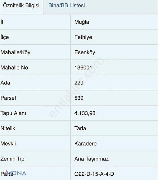 Muğla Fethıye Esenköy Mahallesınde Satılık 1000 M2 Hısselı Tarla - Görsel 3