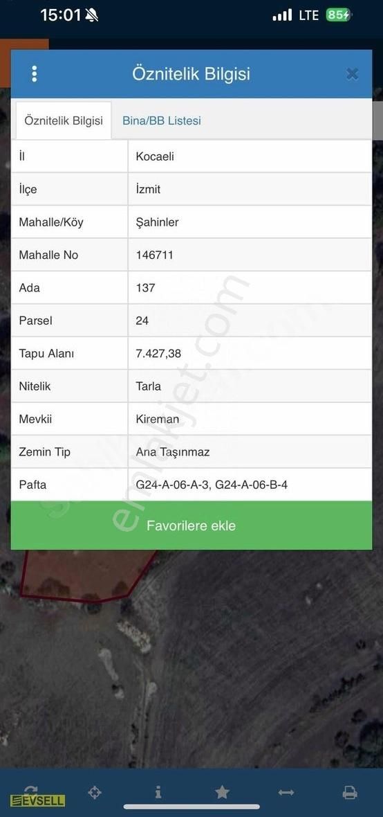 İzmit Şahinler De Muhteşem Manzaralı Yatırmlık Tarla