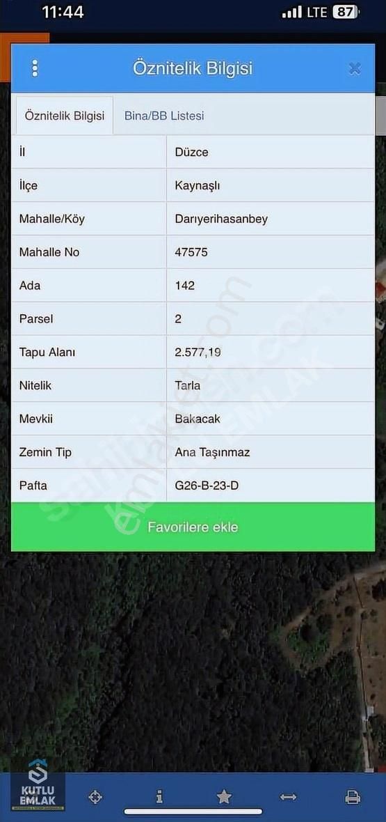 Düzce Kaynaşlı Darıyerihasanbey Köyü 2577 M2 Fındık Bahçesi