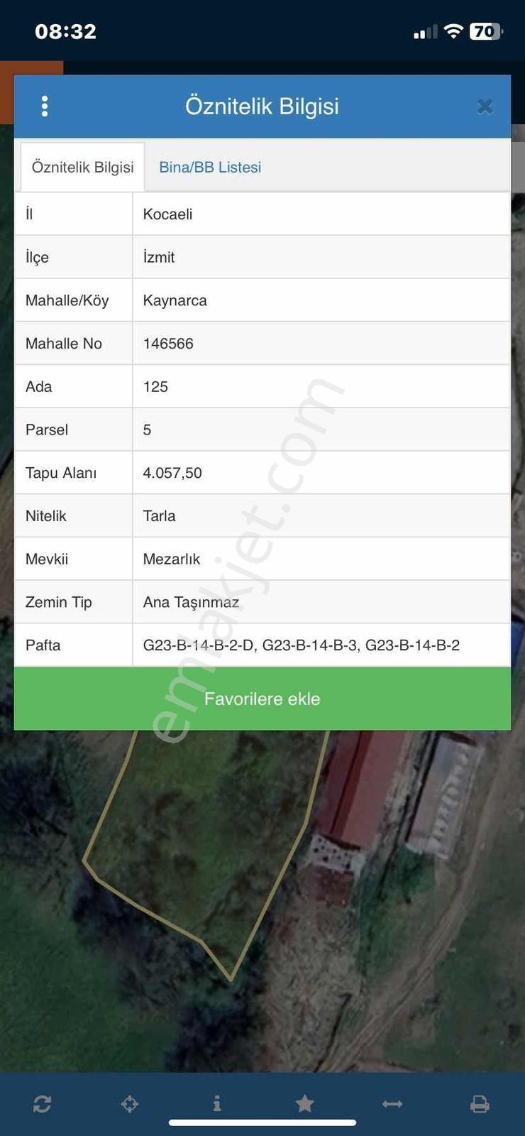 Cb Giz'den Kocaeli İzmit Kaynarca'da Satılık Tarla