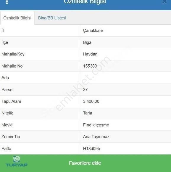 Çanakkale Biga Havdan 3.400m2 Satılık Tarla