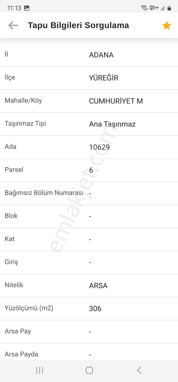 Adana Yüreğir Cumhuriyette 300mt2 Tek Tapu İmarlı Ev Yapımına Uygun Acil Satılık Arsa
