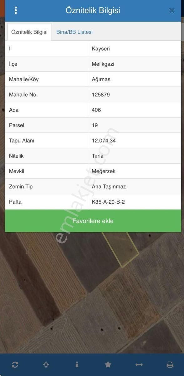 Çakır Dan Ağırnasta Satılık Yatırımlık Tarla