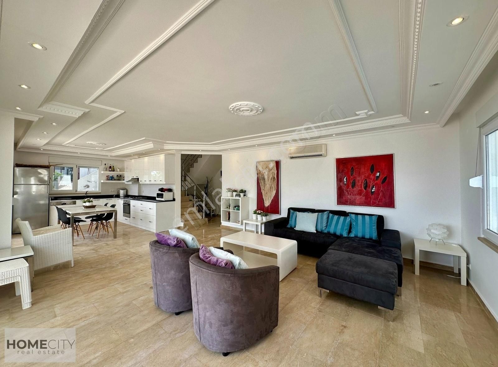 Alanya Tepe 3+1 150m2 Eşyalı Villa Kale Deniz Manzaralı 3 Banyo. - Görsel 8