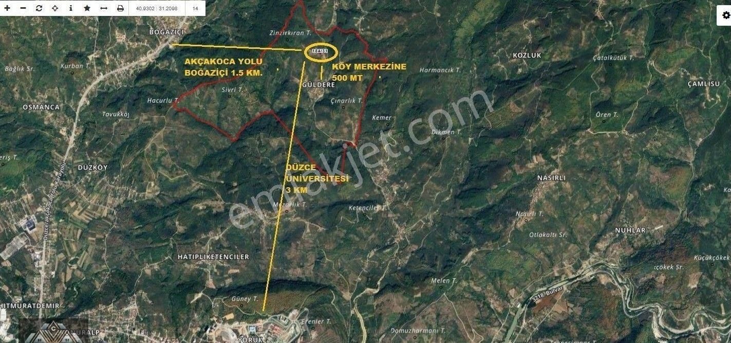Canbulattan Güldere Köyünde 1.199 M² Satılık Fındık Bahçesi