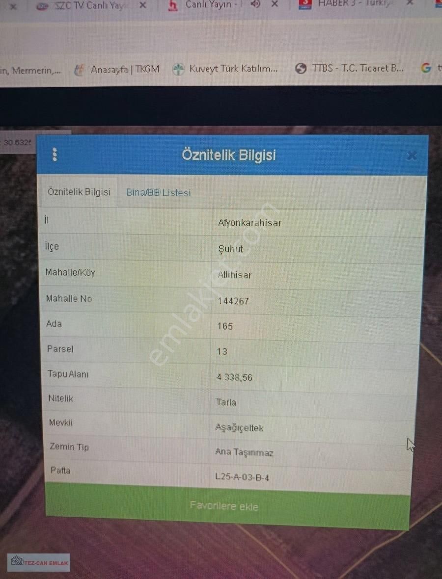 Şuhut Atlıhisar 4 Adet Satılık Güzel Konumda Tarla