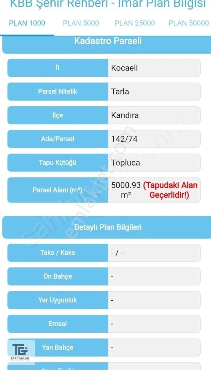 Tarcanlar'dan Satılık Yatırımlık Tarla