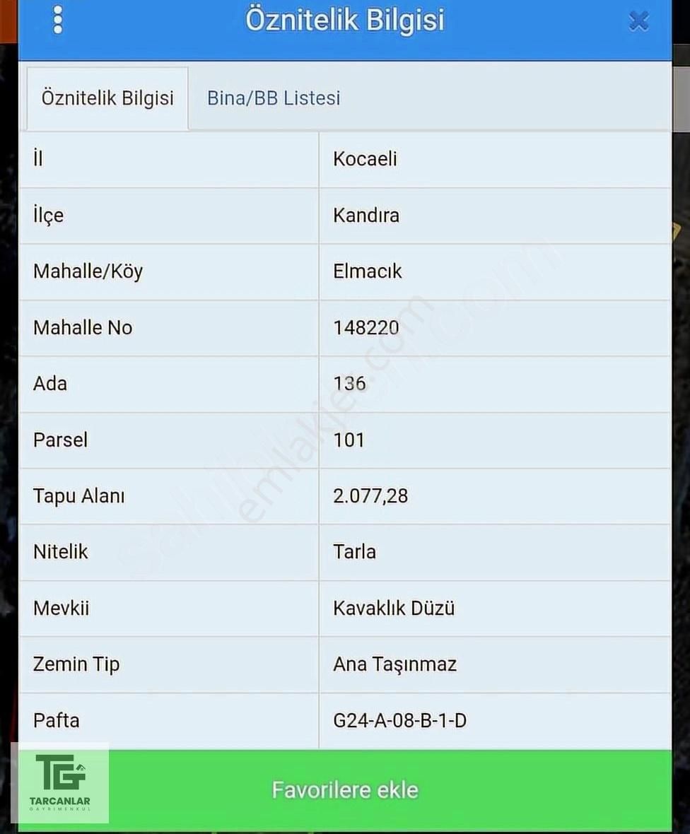 Tarcanlar'dan Satılık Uygun Yatırımlık Tarla