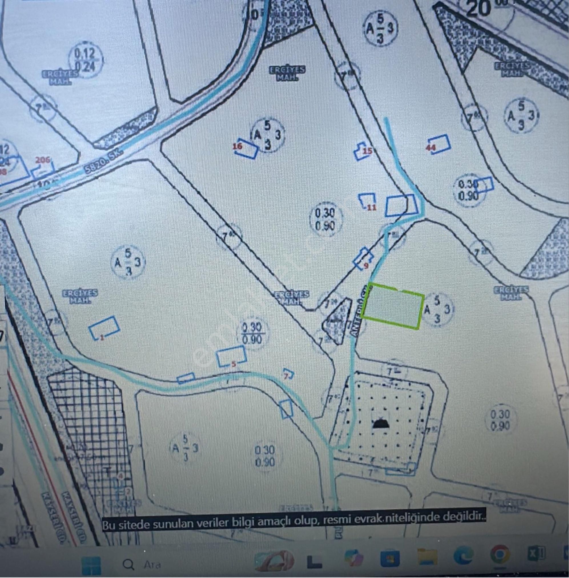 Hacılar Erciyes Mahallesinde Şehir Ve Erciyes Manzaralı 572 M2 Temiz Villa Parseli