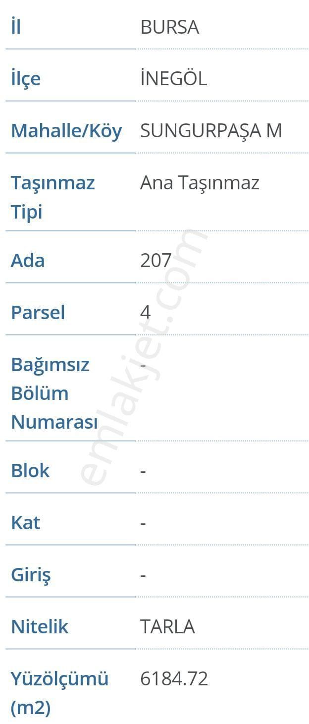 Bursa İnegöl Sungurpaşa Mahallesi Satılık Tarla -yatırım Fırsatı - Görsel 21