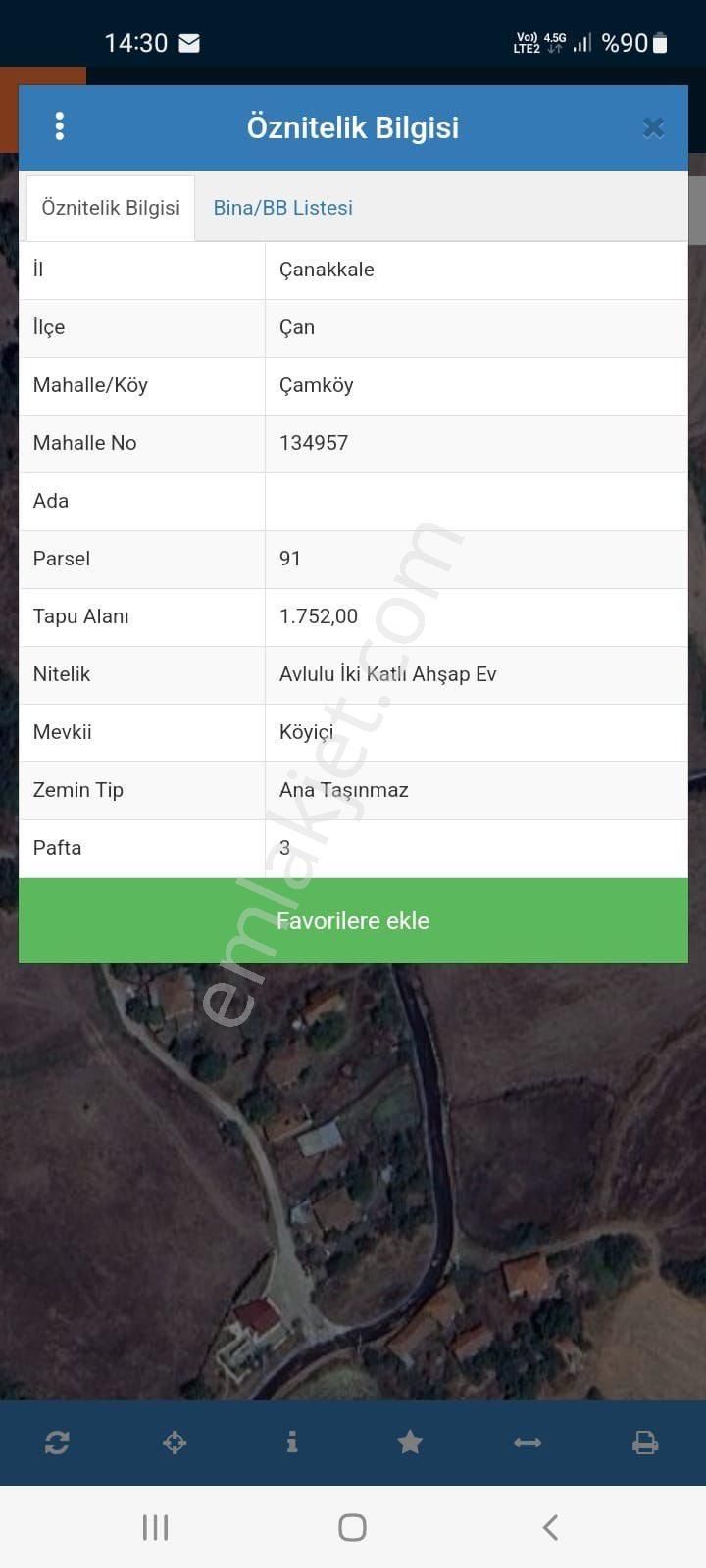 Çanakkale Çan Çamköy De 1752m2 Köy İçi İmarda Satılık Arsa