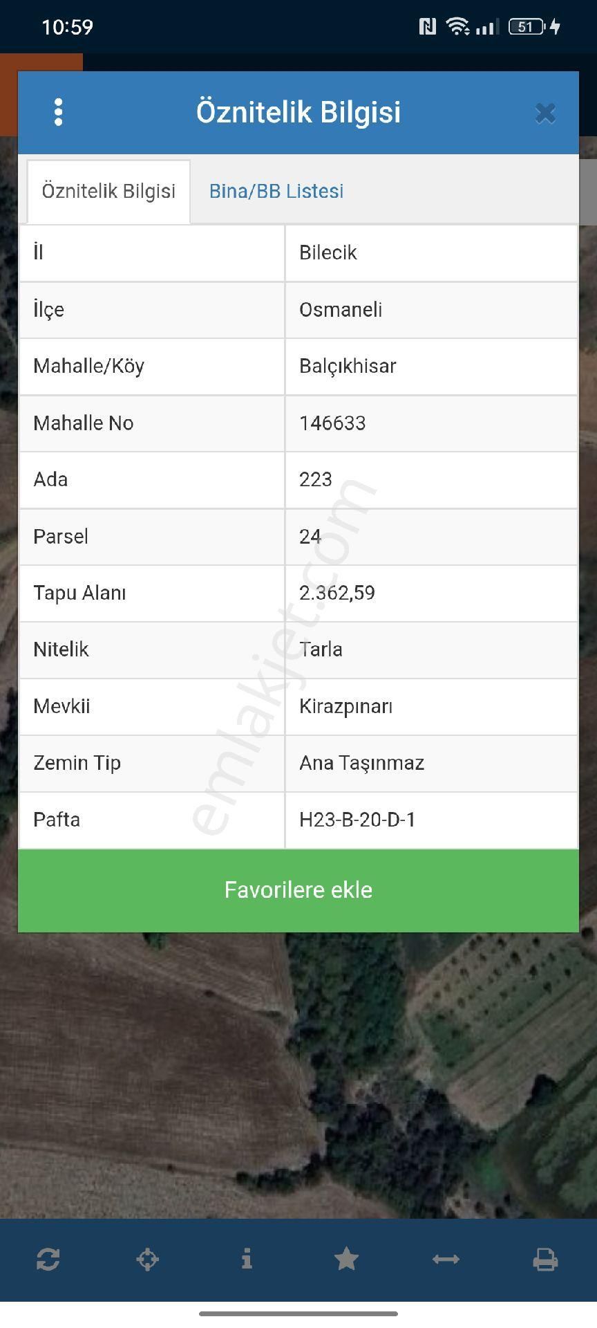 Osmaneli Balcikhisar Satılık Tarla Acilll Köye 550 Metre Mesafede