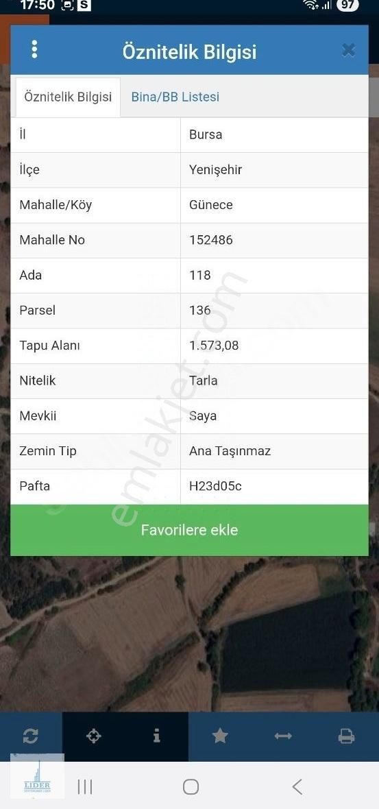 Bursa Yenişehir Günece Mahallesi 1573 M2 Tarla - Görsel 4