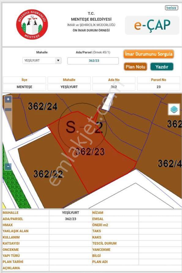 Muğla Menteşe Yeşilyurt Mahallesi Satılık İmarlı Arsa - Görsel 12