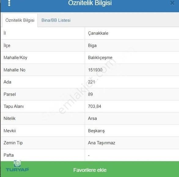 Çanakkale Biga Balıklıçeşme Osb Bölgesi 703m2 İmarlı Arsa - Görsel 3