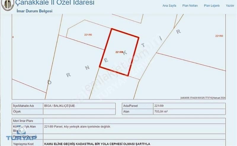 Çanakkale Biga Balıklıçeşme Osb Bölgesi 703m2 İmarlı Arsa - Görsel 7