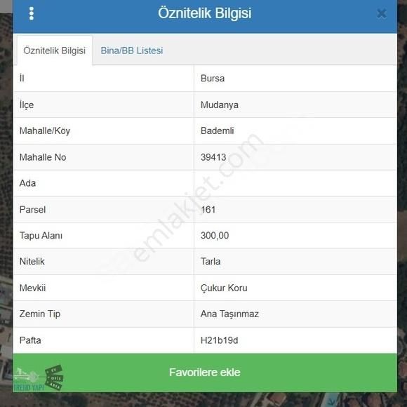 Bademli'de Satılık 300 M2 Tarla