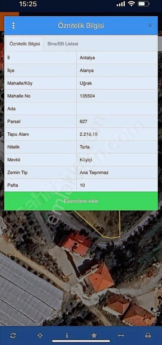 Alanya Uğrak Mah Satılık 2.216m2 Tarla 70m Yol Cephesi Mevcut - Görsel 4