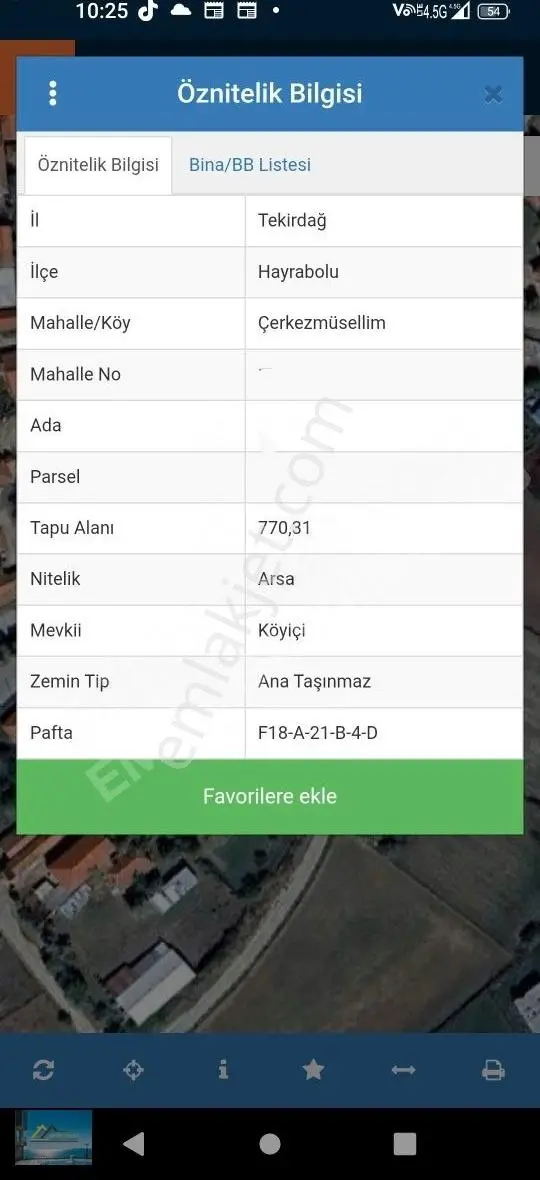 Hayrabolu Çerkezmusellim Köyü Satılık Arsa