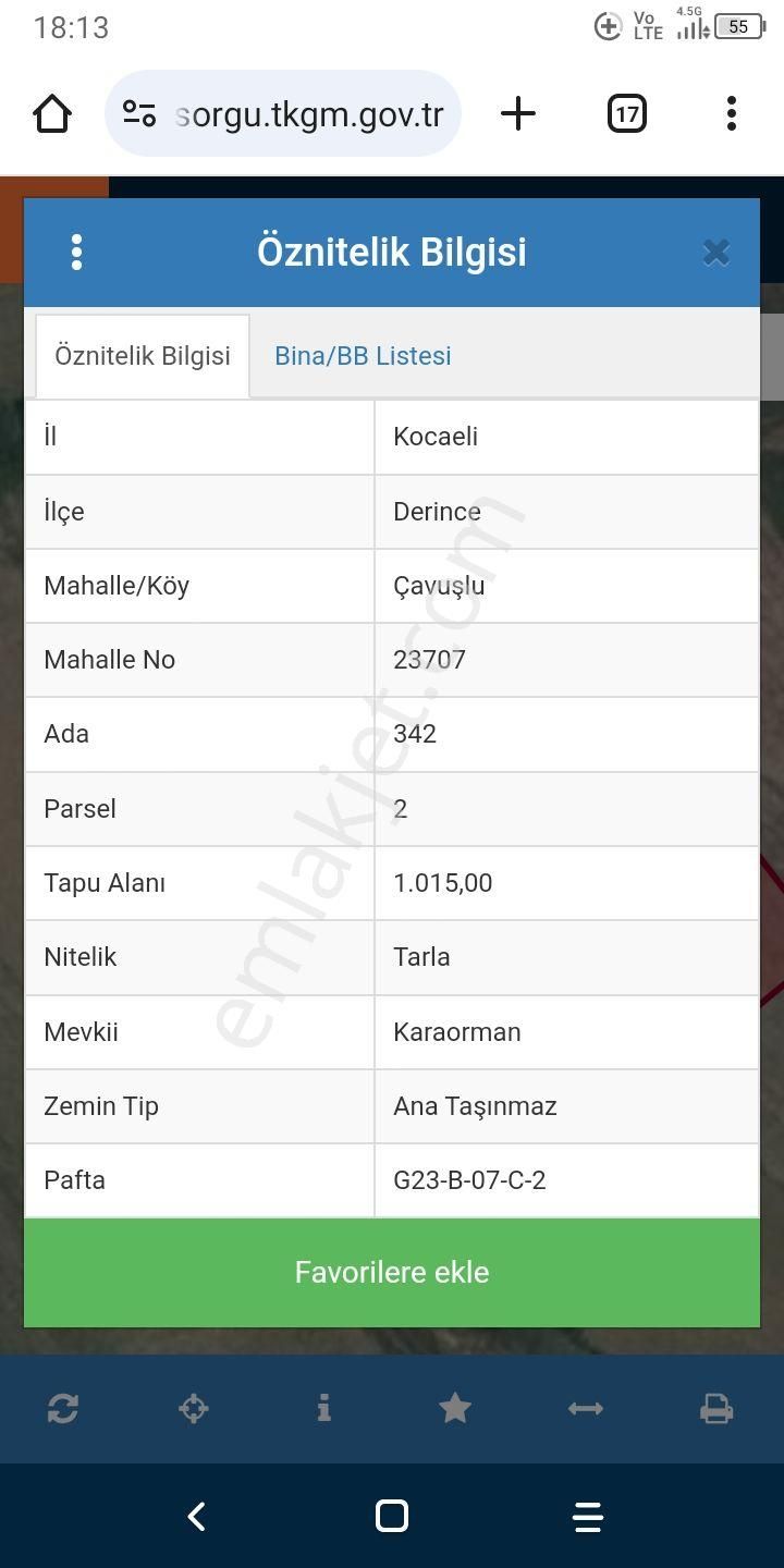 Derince Çavuşlu Da Sahibinden Satılık Tarla Resmi Yolu Var İshakcilar Köyüne 1 Km