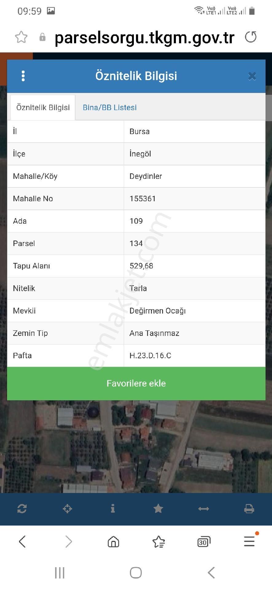 Bursa İnegöl Deydinler Mahallesi Satılık Arsa