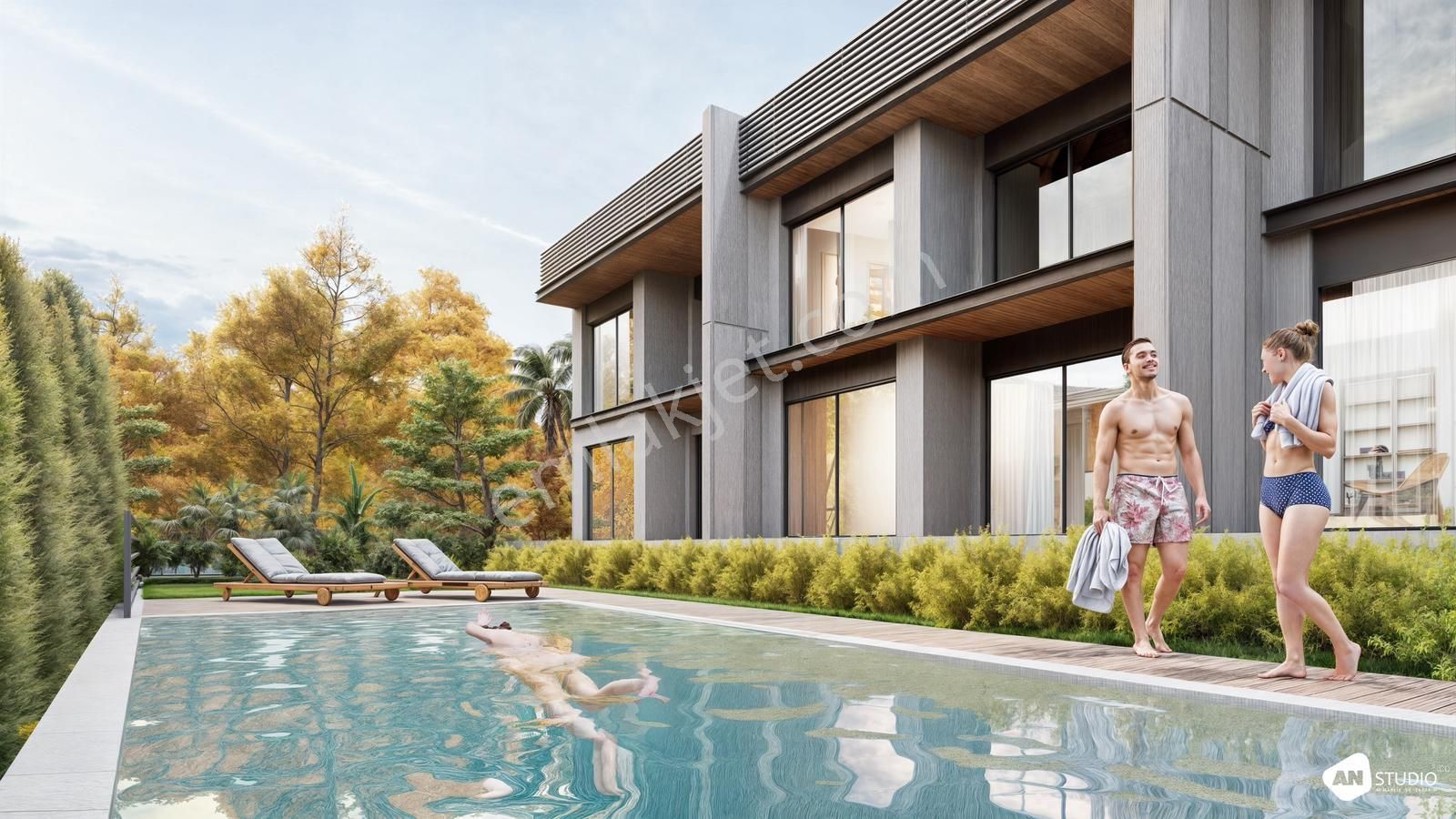 Sıfır Modern Tasarımlı 4+1 İkiz Villalar - Görsel 5