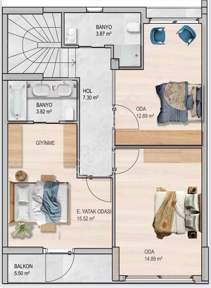 Sıfır Modern Tasarımlı 4+1 İkiz Villalar - Görsel 11