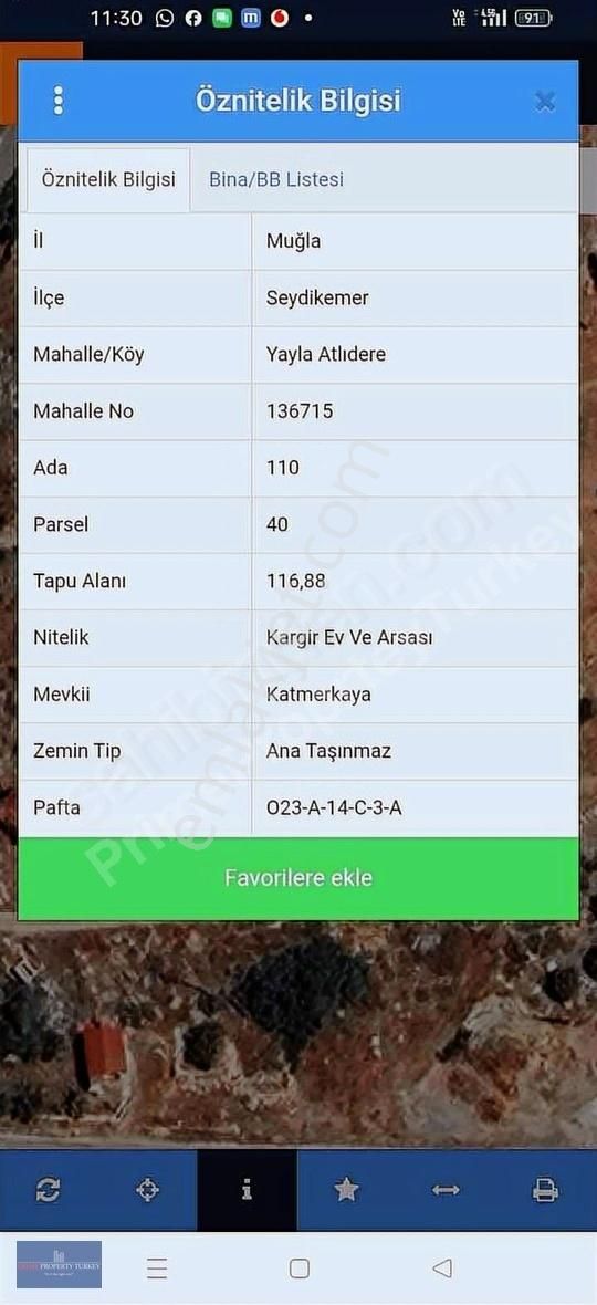 Seydikemer Yayla Atlıdere'de İçinde Ev Olan Arsa