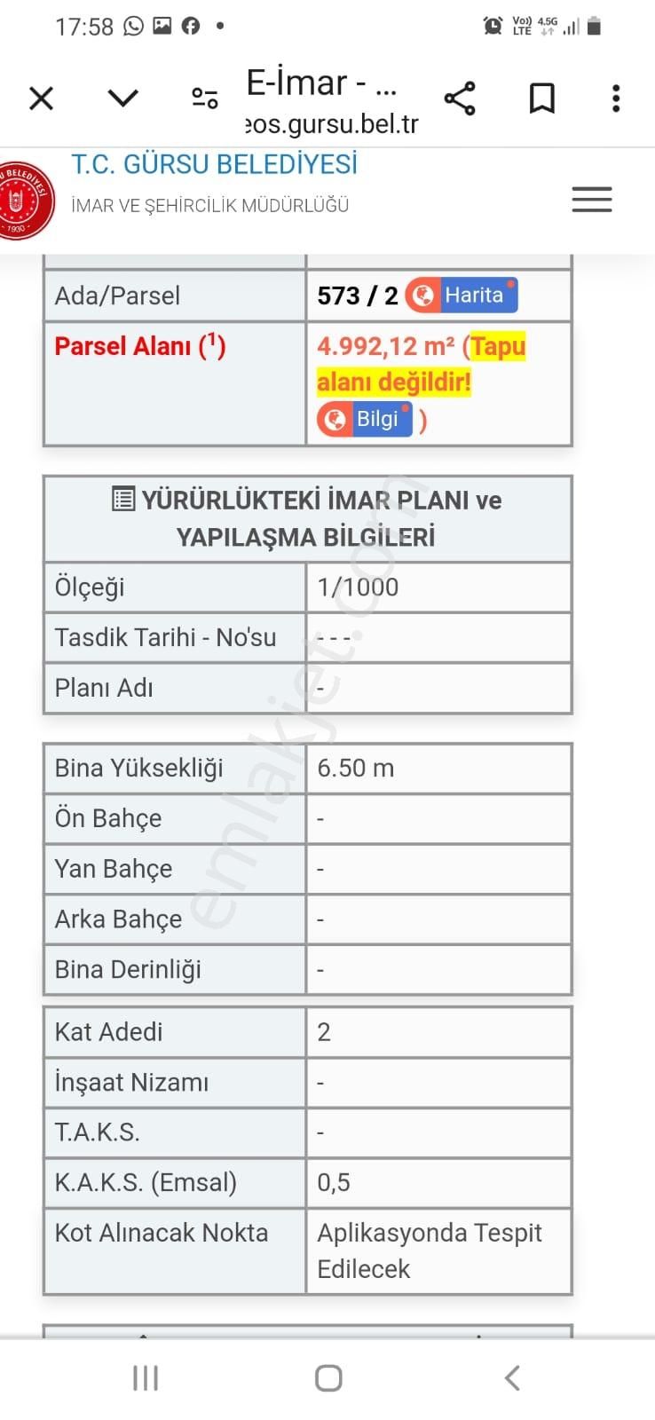 Bursa Gürsu Dışkaya Köyü İpekyolu Mahallesi İmarlı Arsa - Görsel 4