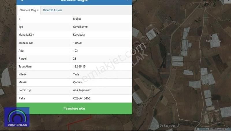 Seydikemer Kayabaşı Mahallesi Çomak Mevkii 13.615m²satılık Tarla - Görsel 4