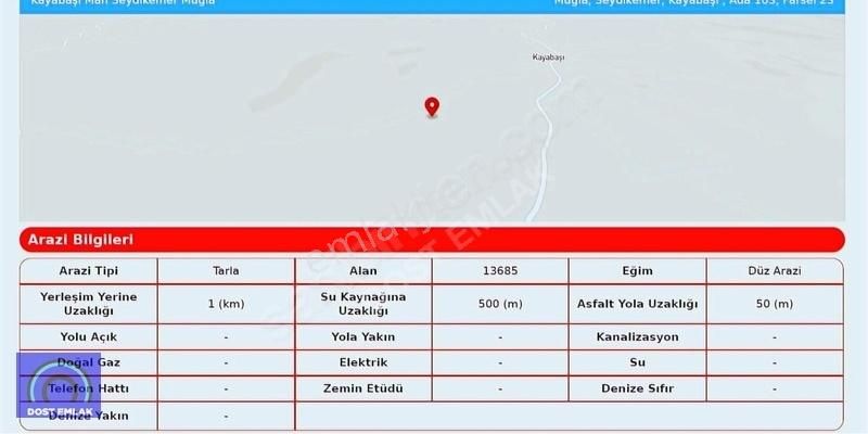 Seydikemer Kayabaşı Mahallesi Çomak Mevkii 13.615m²satılık Tarla - Görsel 3