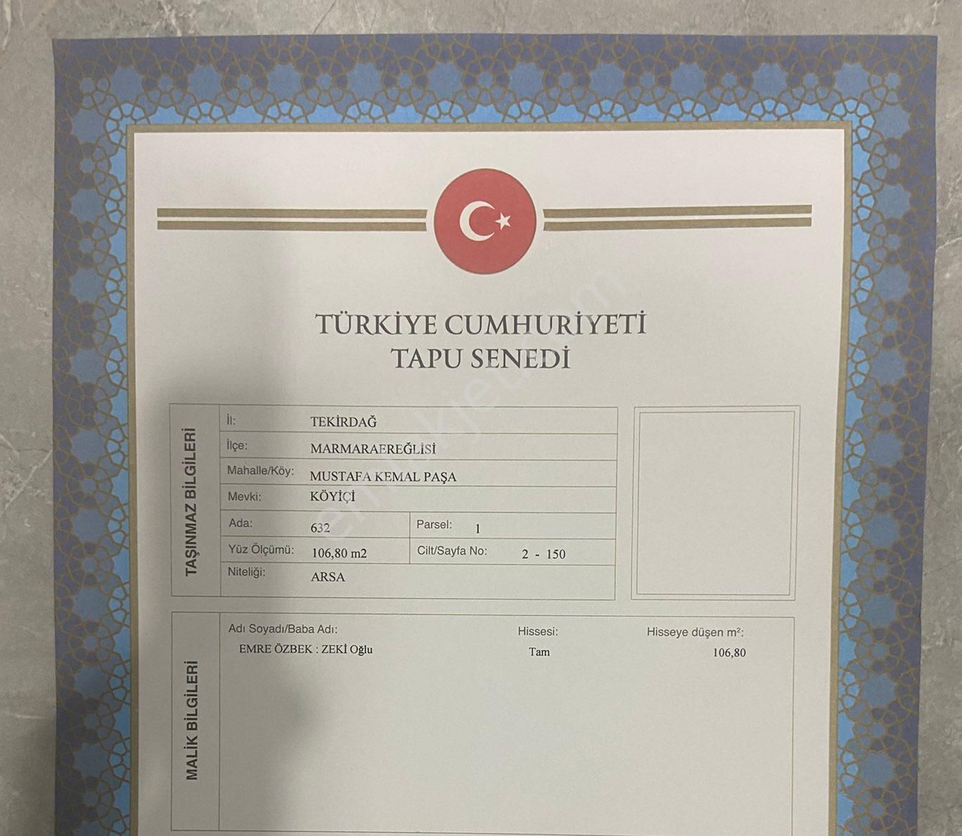 Sahibinden Denize 500 M Özel Kullanım Ve Yatırıma Uygun Arsa