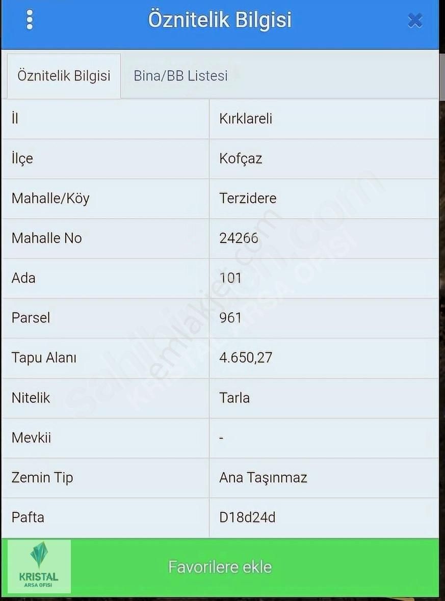 Kırklareli Kofçaz Terzidere De 4.650 M2 Tek Tapu Yola Yakın Arsa