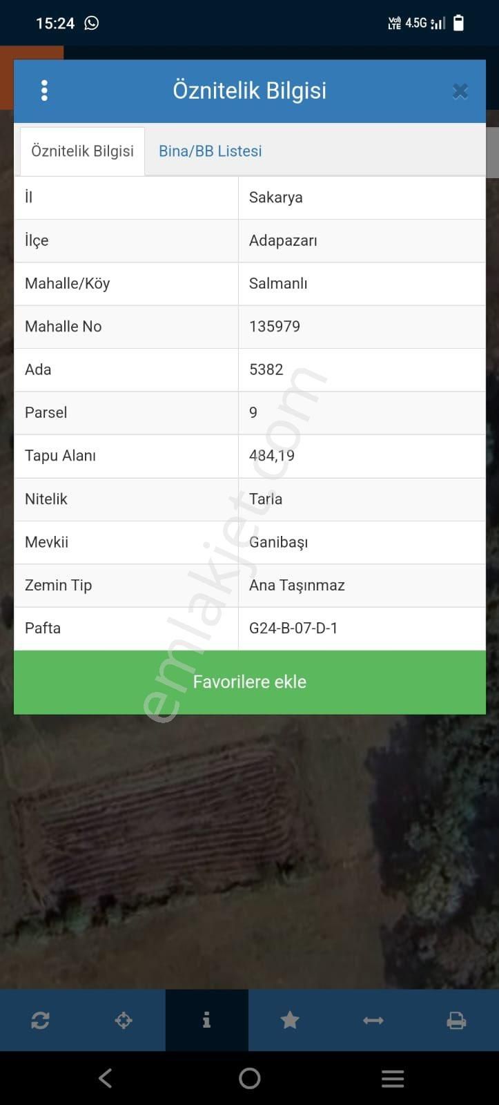 Sakarya Adapazarı Satılık Tarla