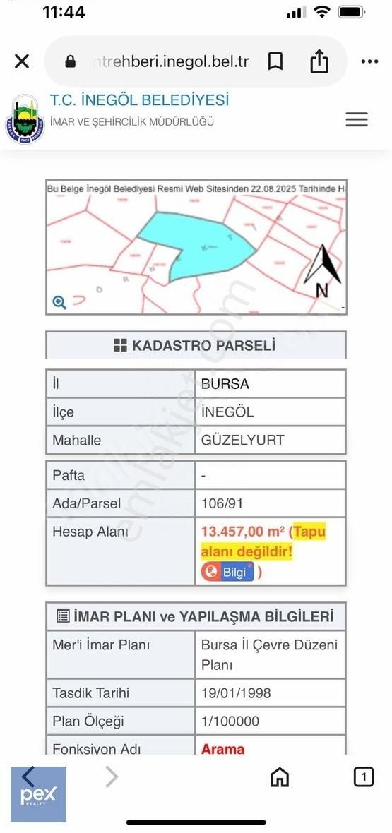 İnegöl Ün Adı Gibi Güzel Köylerinden Güzelyurt Ta Satılık Arsa