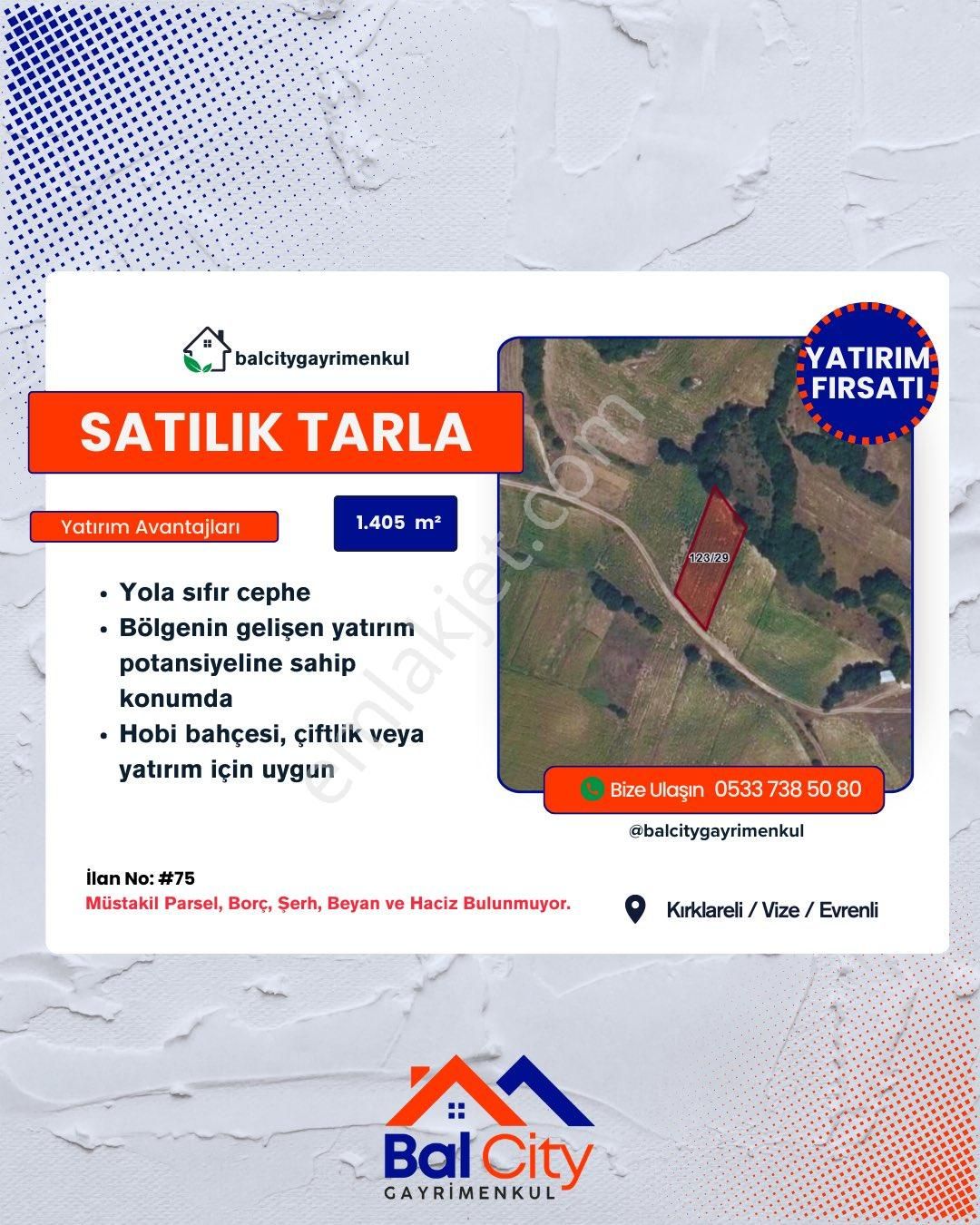 Balcity’den Kırklareli Vize’de Asfalt Yola Cephe İmara Yakın Müstakil Tapu Fırsat Fiyat!